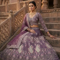 Elegant Purple Butterfly Net Embroidered Designer Lehenga Choli with Dupatta for Wedding