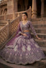 Elegant Purple Butterfly Net Embroidered Designer Lehenga Choli with Dupatta for Wedding