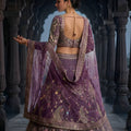 Elegant Purple Butterfly Net Embroidered Designer Lehenga Choli with Dupatta for Wedding
