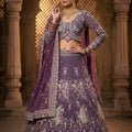 Elegant Purple Butterfly Net Embroidered Designer Lehenga Choli with Dupatta for Wedding