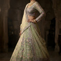 Latest Pista Green Butterfly Net Embroidered Designer Lehenga Choli with Dupatta for Wedding