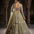 Latest Pista Green Butterfly Net Embroidered Designer Lehenga Choli with Dupatta for Wedding