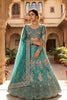 Wonderful Teal Green Butterfly Net Embroidered Designer Lehenga Choli with Dupatta for Wedding