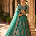 Wonderful Teal Green Butterfly Net Embroidered Designer Lehenga Choli with Dupatta for Wedding