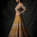 Stylish Mustard Yellow Butterfly Net Embroidered Designer Lehenga Choli with Dupatta for Wedding