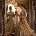 Stylish Mustard Yellow Butterfly Net Embroidered Designer Lehenga Choli with Dupatta for Wedding