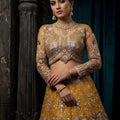 Stylish Mustard Yellow Butterfly Net Embroidered Designer Lehenga Choli with Dupatta for Wedding