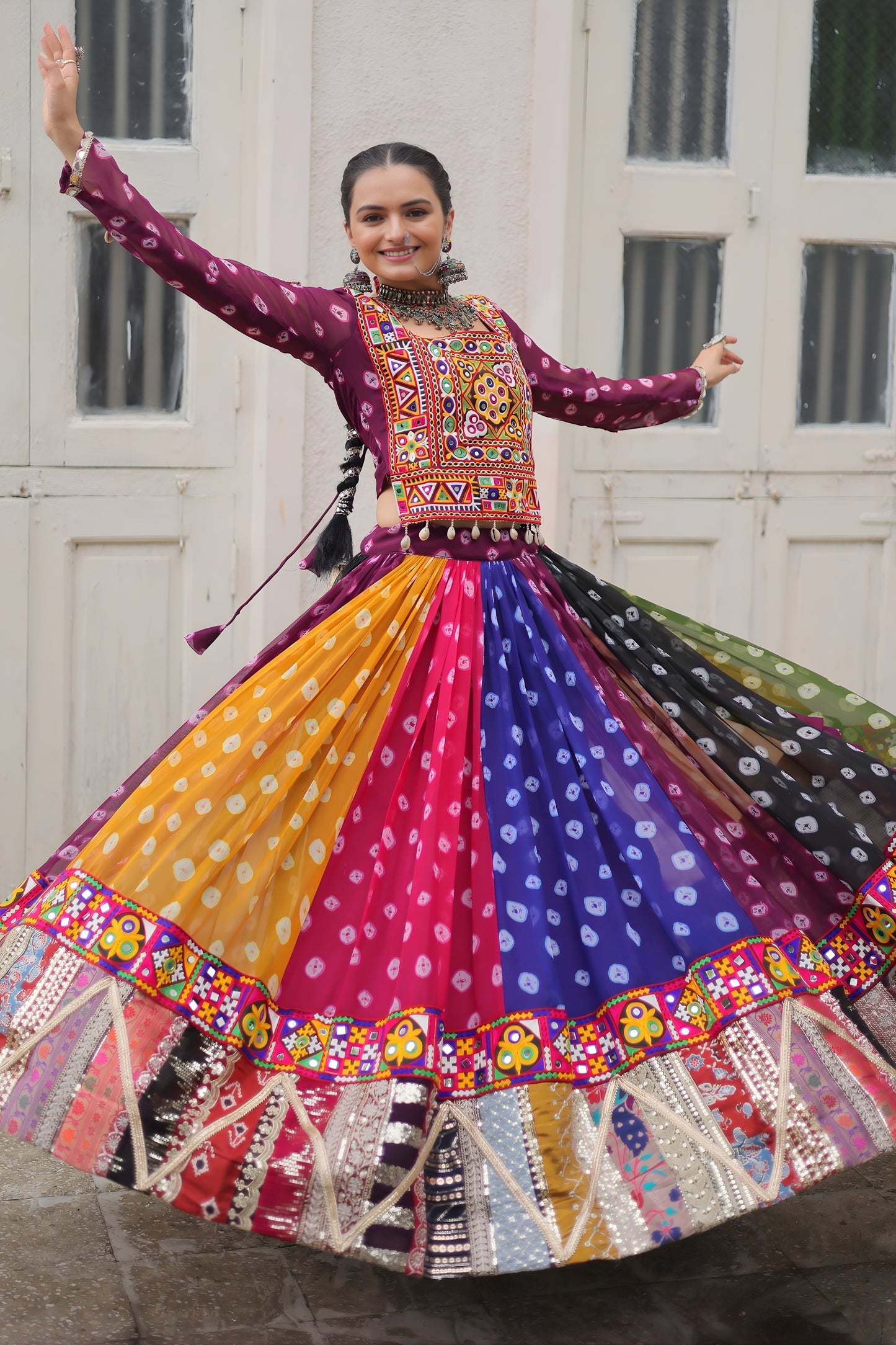 Premium Multicolor Georgette Navratri Chaniya Choli with Traditional Work for Garba