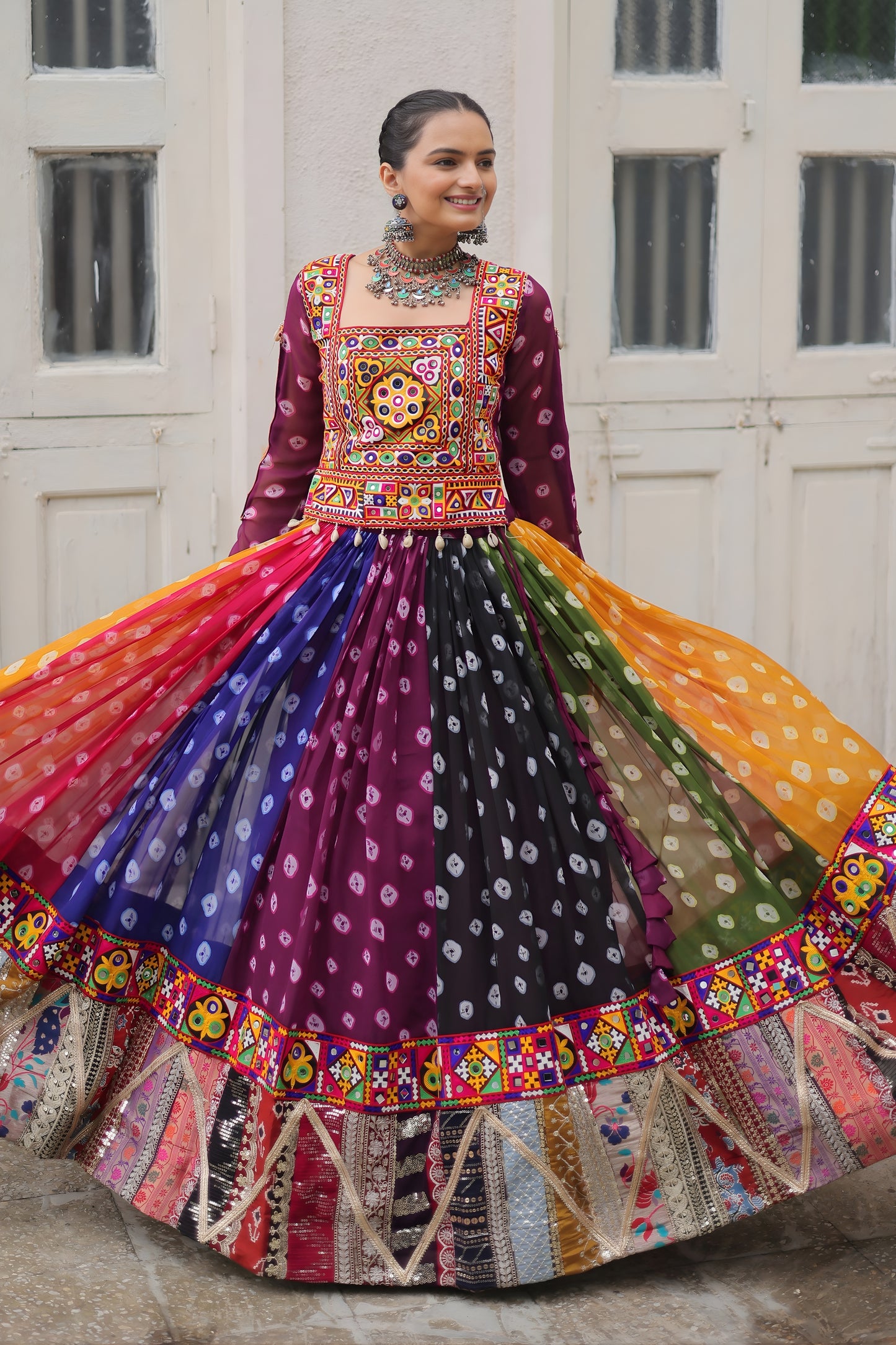 Premium Multicolor Georgette Navratri Chaniya Choli with Traditional Work for Garba