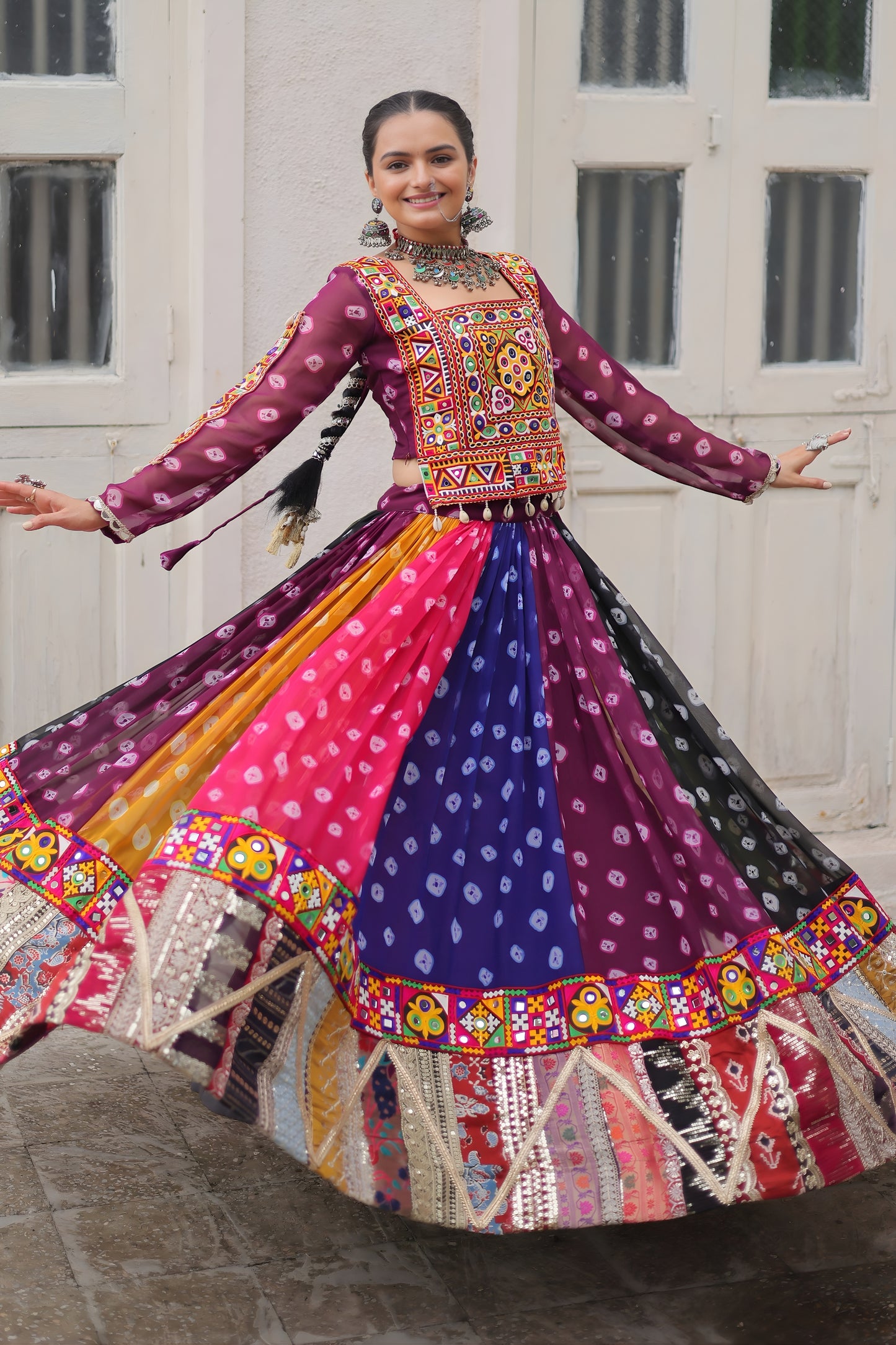 Premium Multicolor Georgette Navratri Chaniya Choli with Traditional Work for Garba