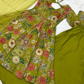 Elegant Olive Green Roman Silk Floral Printed Designer Palazzo Suit with Dupatta for Women