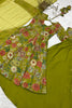 Elegant Olive Green Roman Silk Floral Printed Designer Palazzo Suit with Dupatta for Women