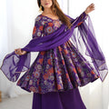 Grateful Purple Roman Silk Floral Printed Designer Palazzo Suit with Dupatta for Women