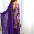 Grateful Purple Roman Silk Floral Printed Designer Palazzo Suit with Dupatta for Women