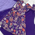 Grateful Purple Roman Silk Floral Printed Designer Palazzo Suit with Dupatta for Women