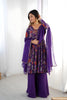 Grateful Purple Roman Silk Floral Printed Designer Palazzo Suit with Dupatta for Women