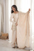 Stylish Cream Roman Glass Silk Embroidered Designer Palazzo Suit with Dupatta for Women