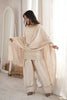 Stylish Cream Roman Glass Silk Embroidered Designer Palazzo Suit with Dupatta for Women