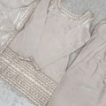 Stylish Cream Roman Glass Silk Embroidered Designer Palazzo Suit with Dupatta for Women