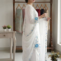 Elegant White Floral Embroidered Designer Sharara Suit with Dupatta for Wedding