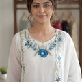 Elegant White Floral Embroidered Designer Sharara Suit with Dupatta for Wedding