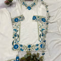 Elegant White Floral Embroidered Designer Sharara Suit with Dupatta for Wedding