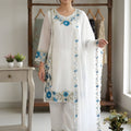 Elegant White Floral Embroidered Designer Sharara Suit with Dupatta for Wedding