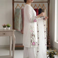 Graceful White Floral Embroidered Designer Sharara Suit with Dupatta for Wedding