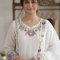 Graceful White Floral Embroidered Designer Sharara Suit with Dupatta for Wedding