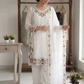 Beautiful White Floral Embroidered Designer Sharara Suit with Dupatta for Wedding