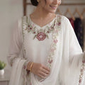 Beautiful White Floral Embroidered Designer Sharara Suit with Dupatta for Wedding