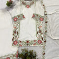 Beautiful White Floral Embroidered Designer Sharara Suit with Dupatta for Wedding
