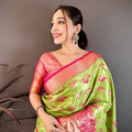 Gracfull Pista Green Kanjivaram Silk Weaving Zari Work Saree for Wedding