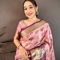 Beautiful Baby Pink Kanjivaram Silk Weaving Zari Work Saree for Wedding