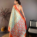 Royal Aqua Blue Kanjivaram Silk Weaving Zari Work Saree for Wedding