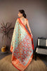 Royal Aqua Blue Kanjivaram Silk Weaving Zari Work Saree for Wedding
