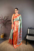 Royal Aqua Blue Kanjivaram Silk Weaving Zari Work Saree for Wedding