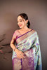 Stylish Ice Blue Kanjivaram Silk Weaving Zari Work Saree for Wedding