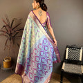 Stylish Ice Blue Kanjivaram Silk Weaving Zari Work Saree for Wedding