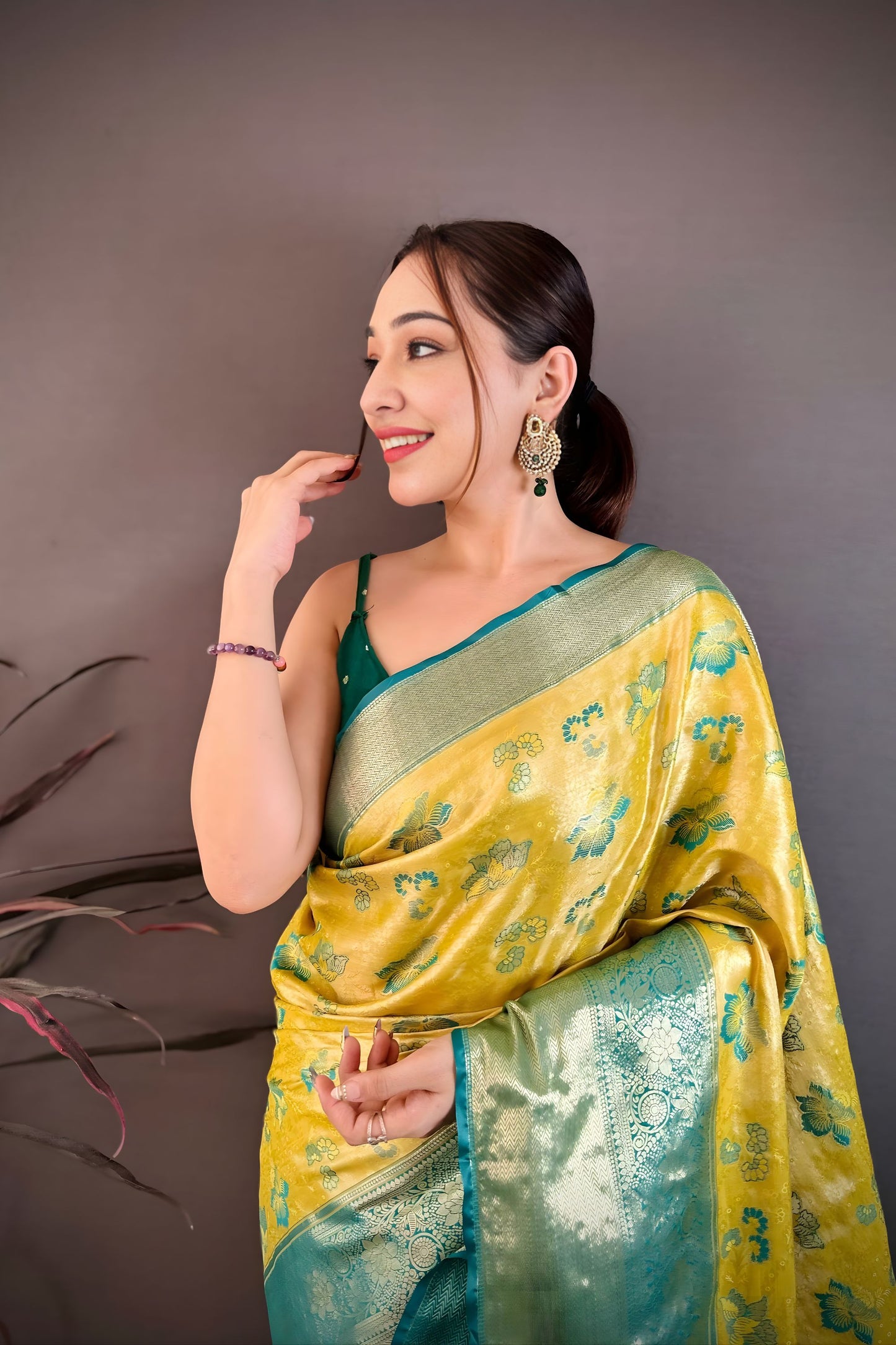 Stylish Mustard Yellow Kanjivaram Silk Weaving Zari Work Saree for Wedding