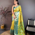 Stylish Mustard Yellow Kanjivaram Silk Weaving Zari Work Saree for Wedding