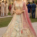 Graceful Pink Net Embroidered Designer Lehenga Choli with Dupatta for Wedding