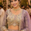 Stylish Lavender Net Embroidered Designer Lehenga Choli with Dupatta for Wedding