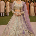 Stylish Lavender Net Embroidered Designer Lehenga Choli with Dupatta for Wedding