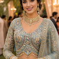 Elegant Sky Blue Net Embroidered Designer Lehenga Choli with Dupatta for Wedding