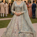 Elegant Sky Blue Net Embroidered Designer Lehenga Choli with Dupatta for Wedding