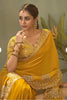 Luxury Mustard Yellow Bamber Silk Embroidered  Saree Blouse for Wedding
