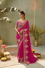 Luxury Rani Pink Bamber Silk Embroidered Saree Blouse for Wedding