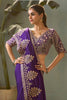 Royal Purple Bamber Silk Heavy Embroidered Saree Blouse for Wedding