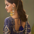 Royal Blue Bamber Silk Heavy Embroidered Saree Blouse for Wedding